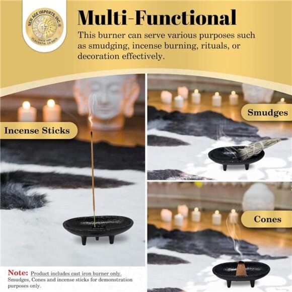 Cast Iron Incense Burner 4" L 2" H, Ideal for smudging, Incense Burning - Picture 2 of 8